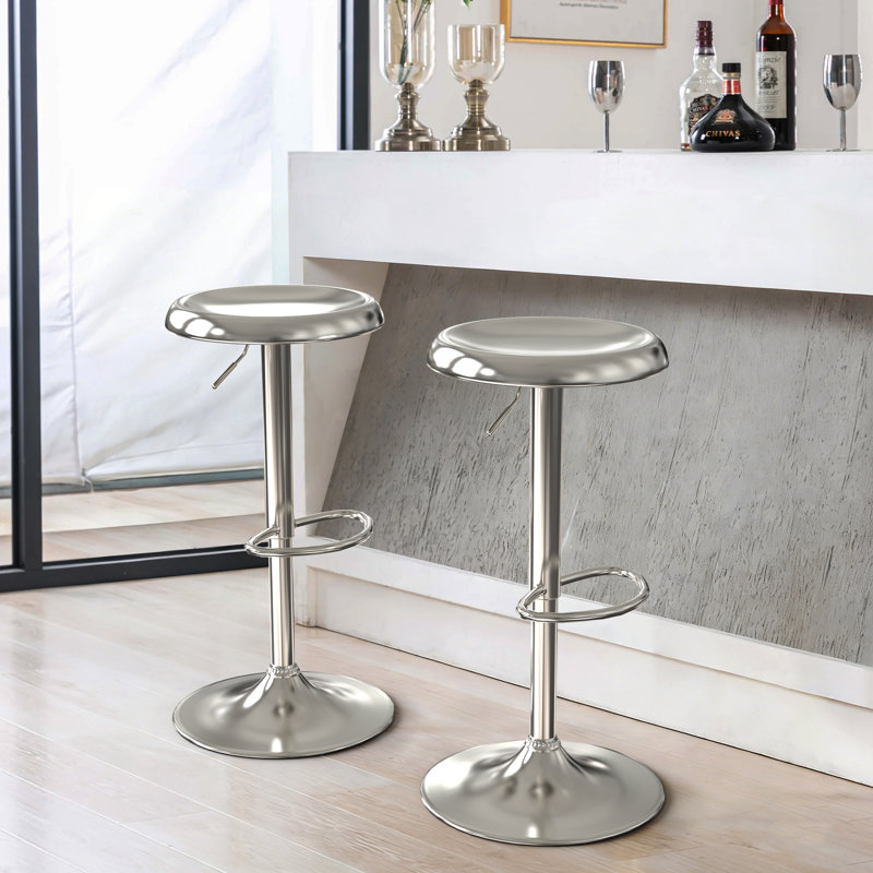 Juddson Adjustable Bar Stools Set of 2, Swivel Round Metal Airlift Barstools, Backless Counter Height Bar Chairs for Kitchen Dining Room Pub Cafe