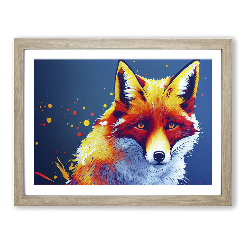 XH1022-6622X Fox Vol.4 Abstract - Single Picture Frame Painting, 46cm H x 64cm W x 2cm D, Oak
