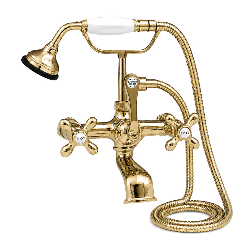 Thames Tub Mount British Telephone Faucet Set by Strom Living, Supercoat Brass