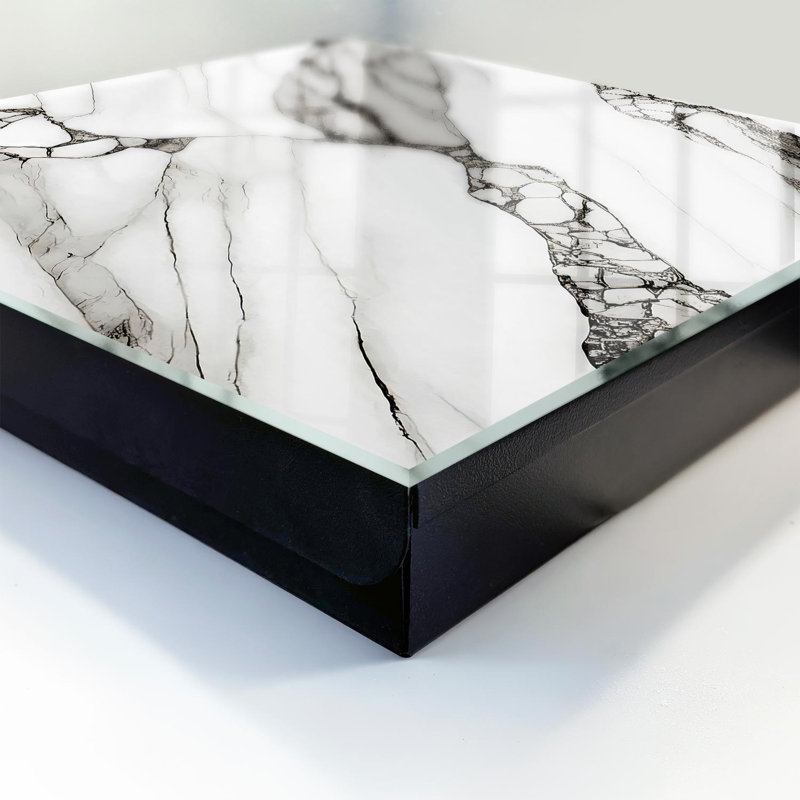 Key box, Opens to the right, 30x30x5, White, White and gray marble patterns, 