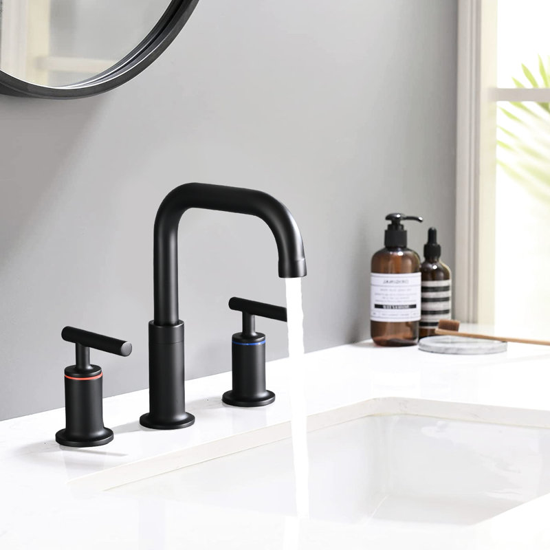 Robinet de lavabo de salle de bain espacé noir mat 8 po avec bonde escamotable, robinet de qualité laiton mat, fabrication