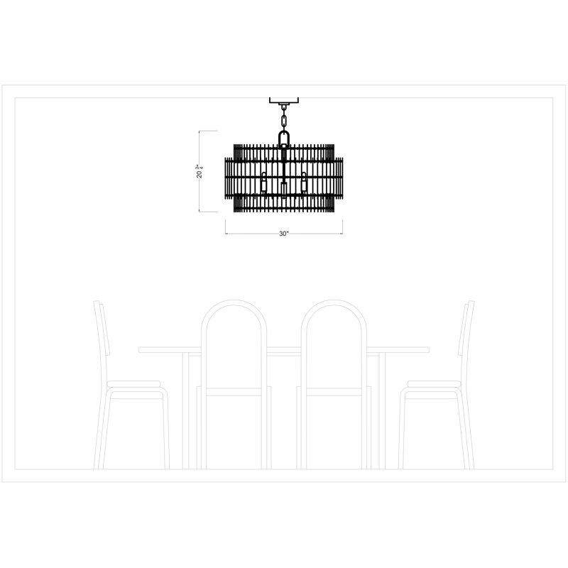 Elio Medium Hanging Shade, Aged Iron, 20.75" H x 30" W x 30" D