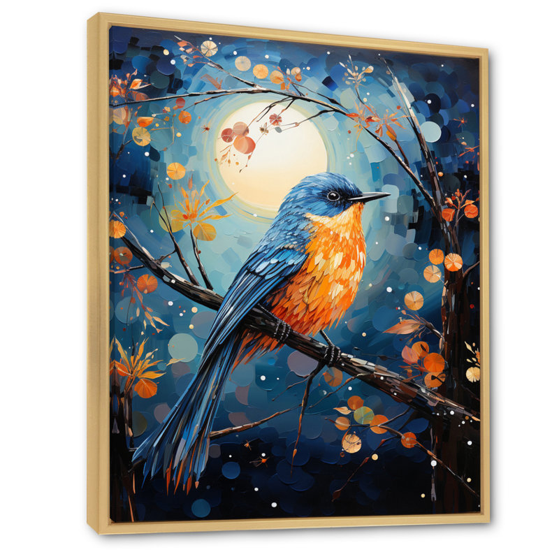 Oiseaux, oiseaux de lune, reproduction sur toile, H 44 po x l 34 po x P 1,5 po, Cadre naturel flottant