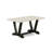7 Piece Table Set - A Linen White Top Dinner Table with Trestle Base and 6 Dark Gotham Grey Linen Fabric Parson Chairs - Wire Brushed Black Finish-324851147