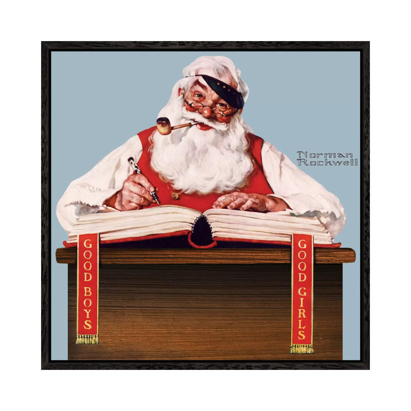 No Christmas Problem Now by Norman Rockwell - Painting on Canvas, 66.04 cm H x 66.04 cm W, Black Framed