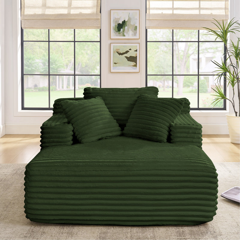Méridienne rembourrée en velours côtelé rembourré avec assise profonde Living Room, Vert