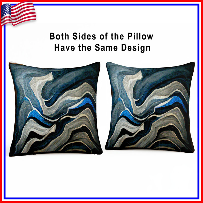 Coussin décoratif abstrait, coussins double face Art, 14 X 14 pouces
