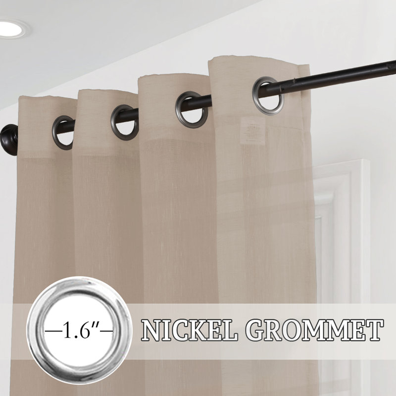 Dawan Natural Linen Sheer Curtains Flax Linen Blended Curtain Panels Living Room Solid Semi-Sheer Grommet Semitransparent Semi-Sheer Soft Privacy Drapes