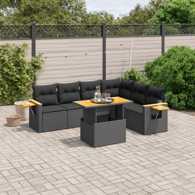  Ensemble de canapé de jardin noir