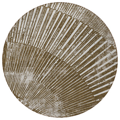 8' Round Chocolate Round Abstract Washable Non Skid Indoor Outdoor Area Rug