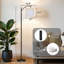 Lampe sur pied à arc avec abat-jour réglable bleu clair et blanc sur pied rayé avec 3 températures d'intensité et intensité variable avec interrupteur au pied pour la chambre à coucher