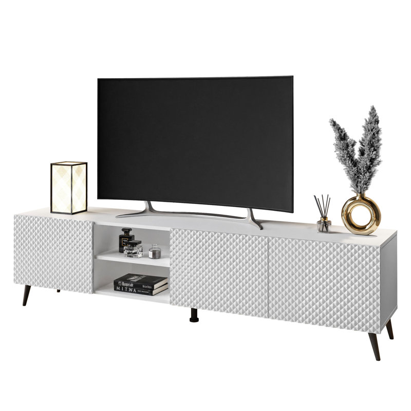 Fredrickson TV Stand, 49" H x 195" W x 40" D, White/Black