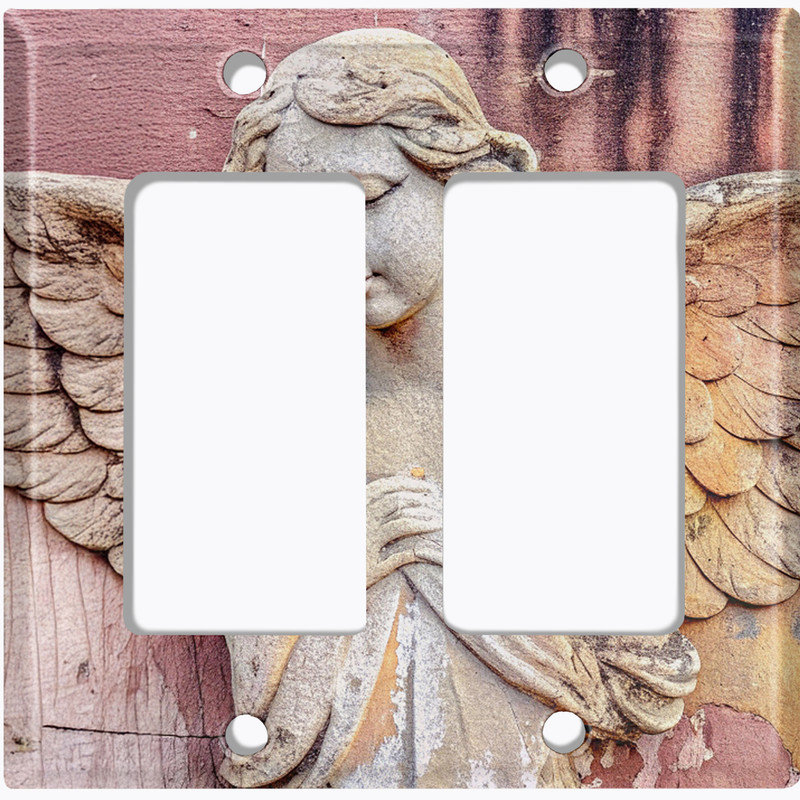 Couvercle de plaque d'interrupteur en métal; Statue de l'ange standard américain à 2 bandes GFI, # 6 Double GFI / Rocker