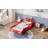 Wooden Race Car Bed,Car-Shaped Platform Twin Bed With Wheels For Teens-1783924475