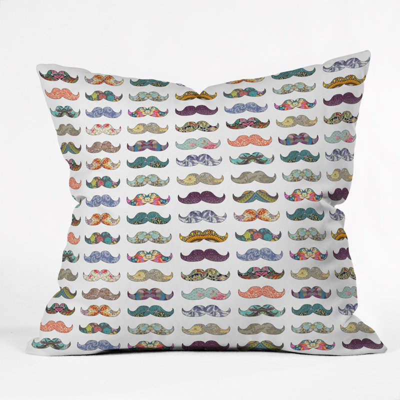 Mustache Mania Throw Pillow, 20" x 20"