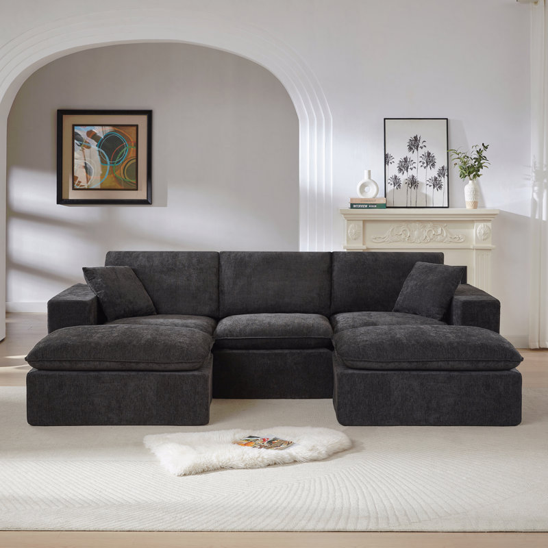 Canapé moderne en nuage de chenille, librement combinable, confortable pour s'asseoir