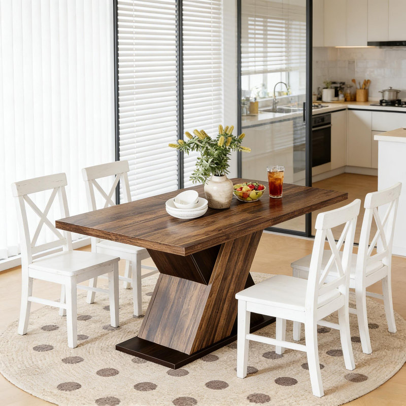 Table de salle à manger moderne et chic avec base en forme de X | Idée de cadeau