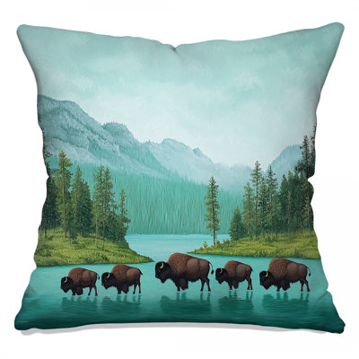 Coussin Bison, animaux, coussins double face