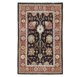 Hand Knotted Wool Area Rug in Brown And Rust