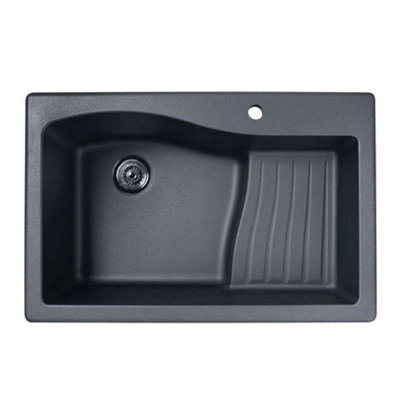Évier de cuisine à double cuve à montage sur plan en granite 33 po x 22 po