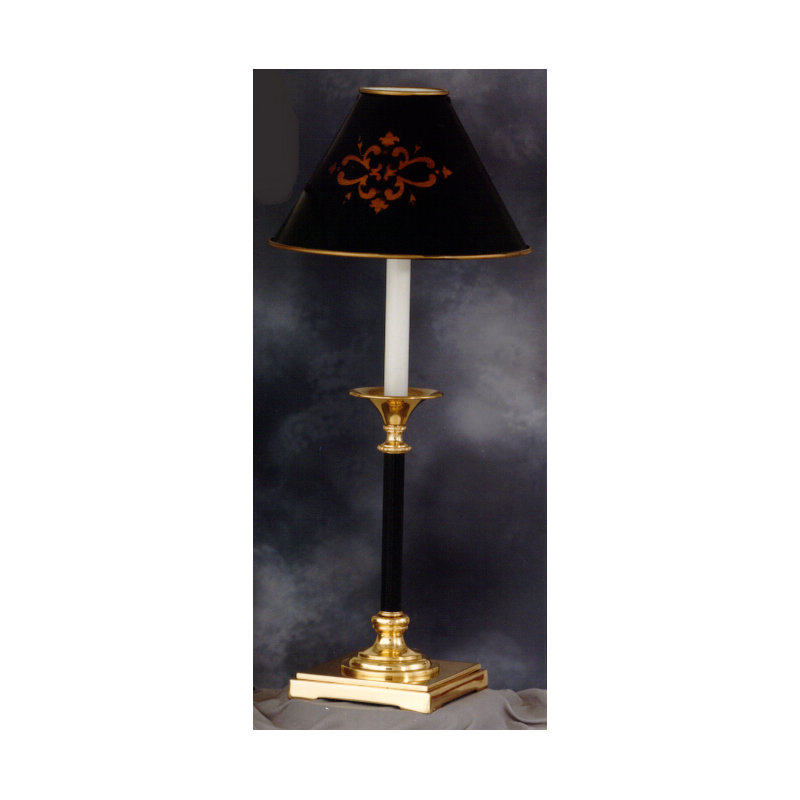 Metal Table Lamp, Polished Brass, Black