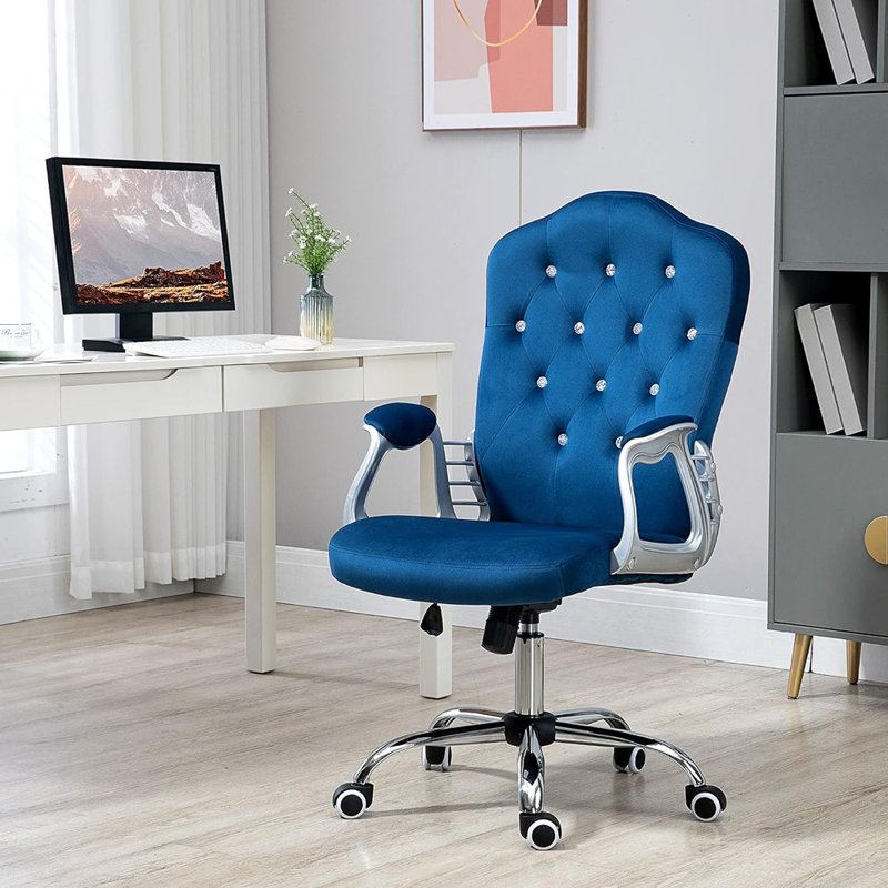 Kimar Chair with Padded Armrests, Polyester Blend, Dark Blue
