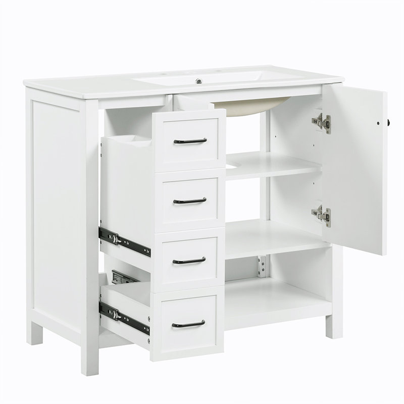 Meuble-lavabo simple 36 po avec plateau en céramique Zhayne