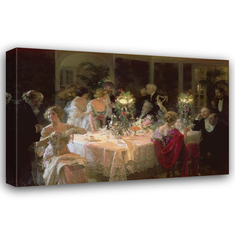 Astoria Grand Grun, Jules Alexandre Gallery Wrapped Canvas Art Titled: The End Of Dinner, 33" H x 48" W