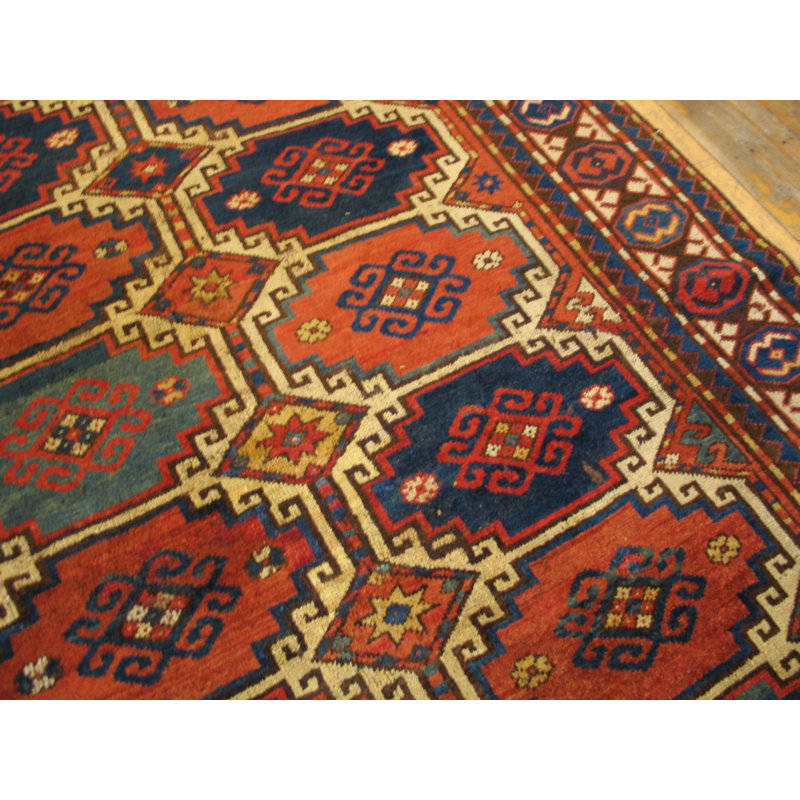 Happy Colorful Jewel Tone Antique Caucasian Moghan Tribal Rug