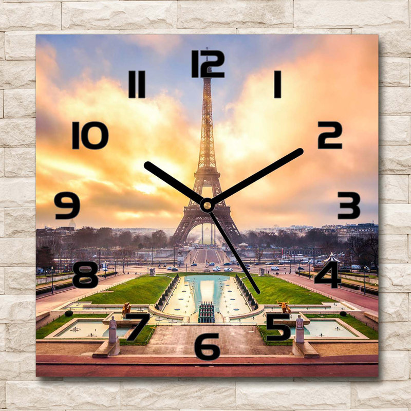 Hershell Glass Wall Clock, Black/Orange/Green