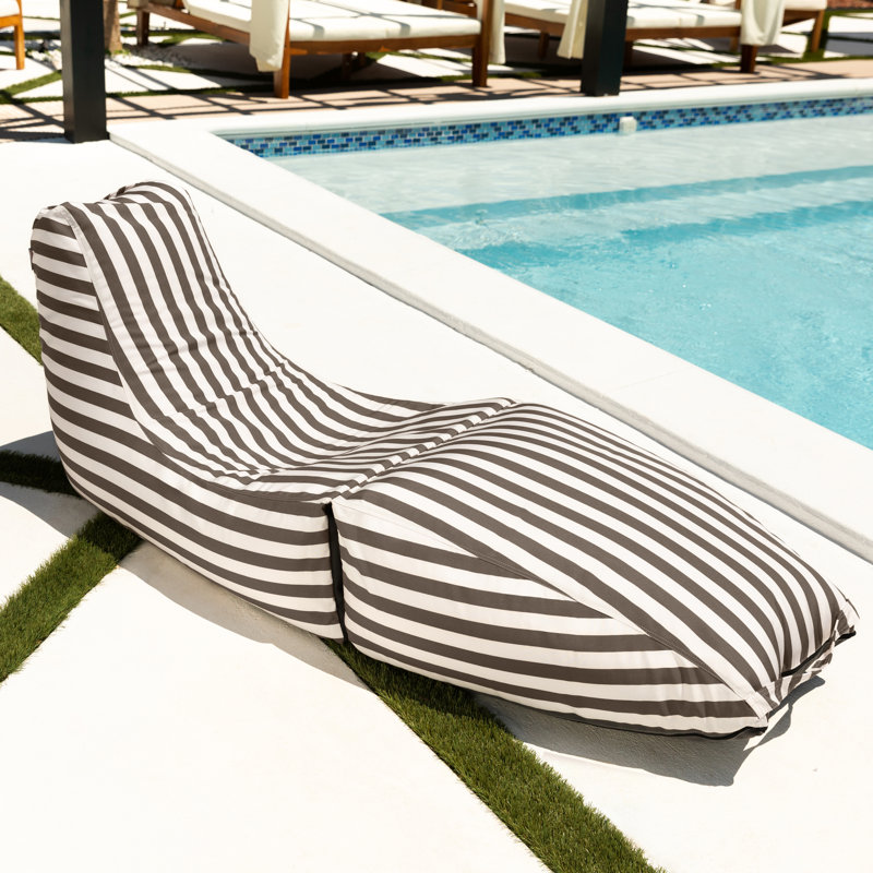 Chaise longue d'extérieur à billes Prado, Taupe rayé