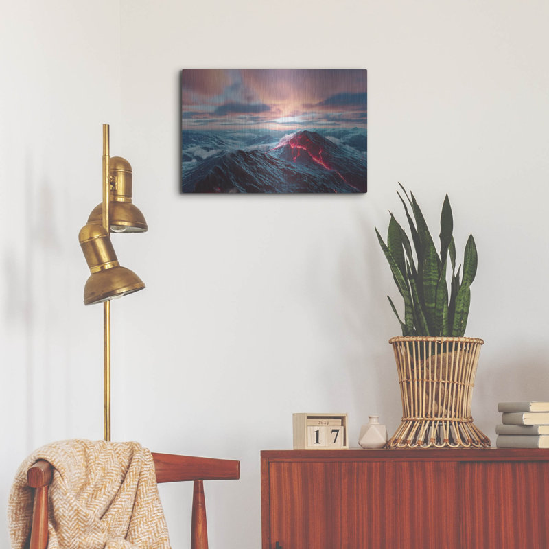  «Sea On Fire» par Ann Klee, art mural en métal, 24 po x 16 po, H 16 po x l 24 po