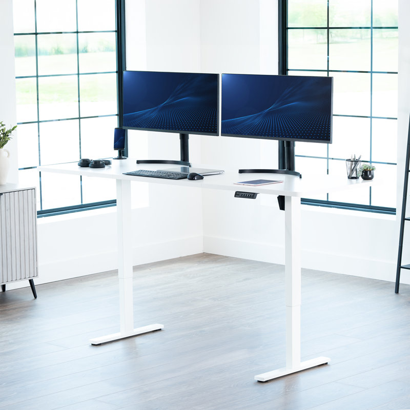 Bureau debout électrique Vivo, L 82,7 po, Blanc, Blanc