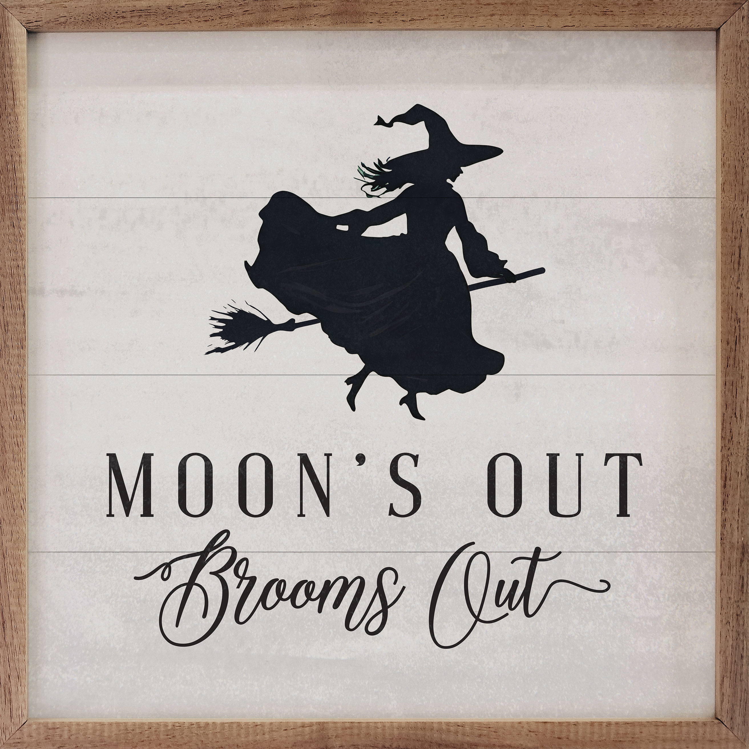 August Grove® Moon's Out Brooms Out White - Single Picture Frame Print ...