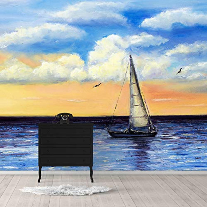 Magnifique voilier sur la mer, murale, L 100 po x l 144 po