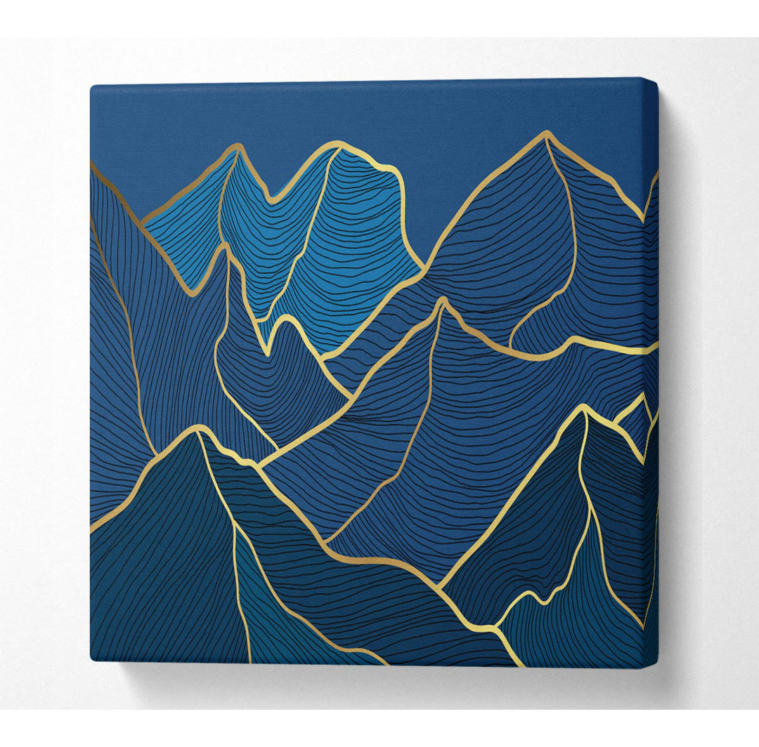 Bretas Gold Mountains On Blue - Kunstdrucke auf Leinwand - Wrapped Canvas