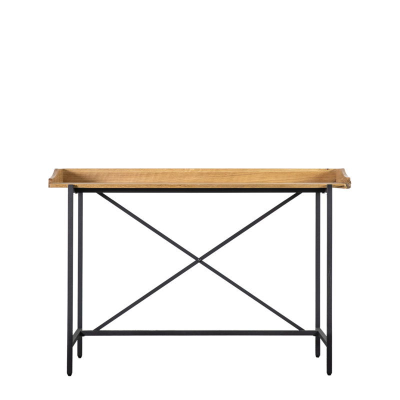 Solid Wood Top Metal Base Writing Desk
