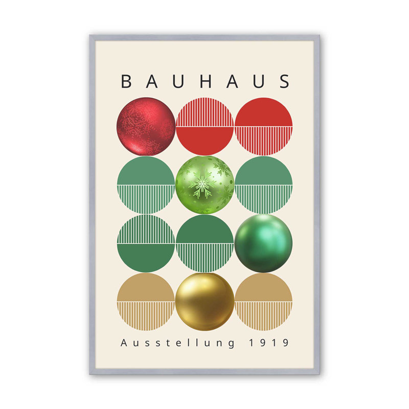 Reproduction d'affiche Bauhaus, H 15,25 po x l 12,25 po x P 1,25 po, Cadre simple en chrome poli poli