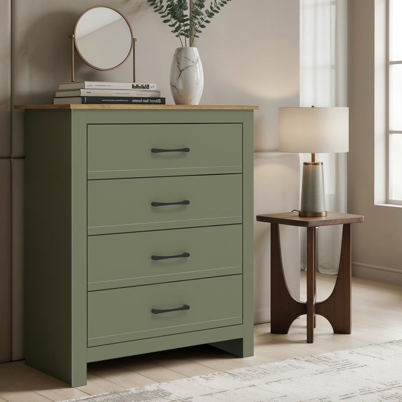 Limestone 4 - Drawer Chest of Drawers, Kale Green/Reviera Eichi