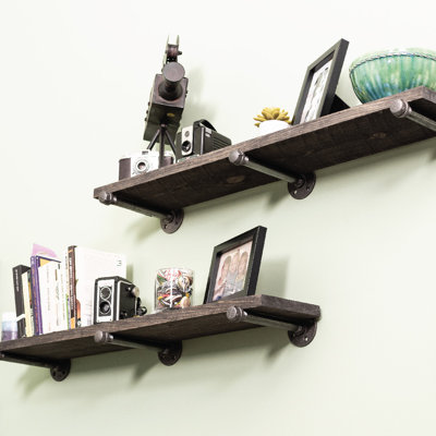 Pingree 2 Piece Solid Wood Floating Shelf