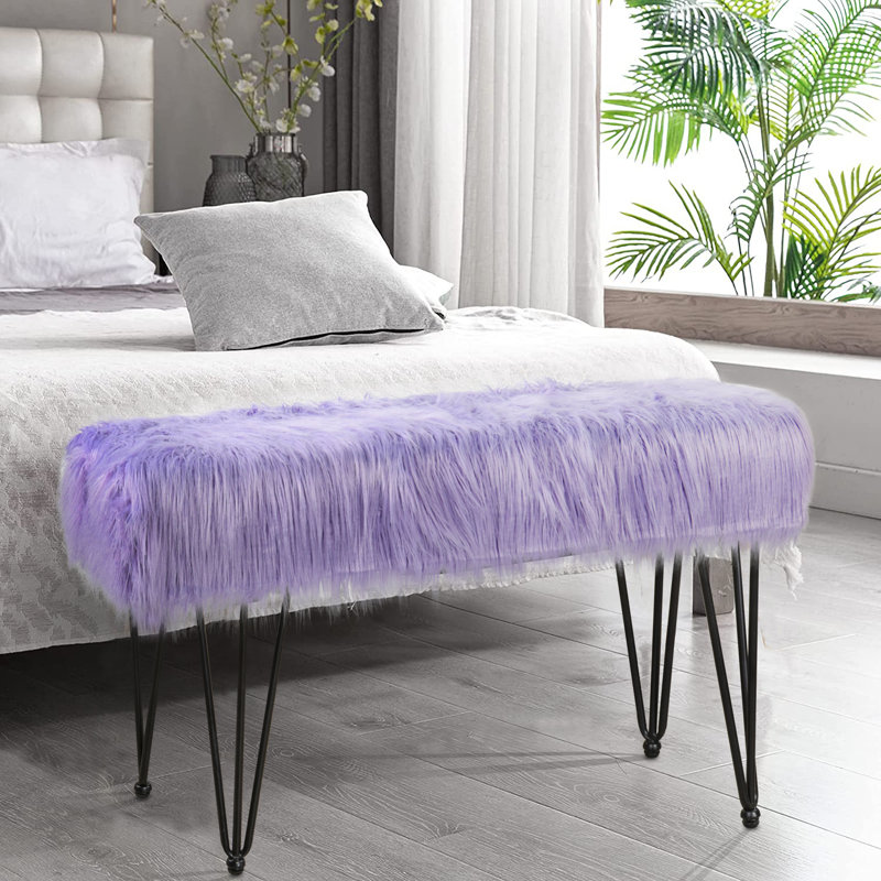 116.8cm Wide Rectangle Solid Colour Standard Ottoman, Lavender