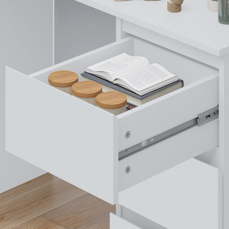 Warren 3 Drawer Dressing Table Study Desk - Modern No-Handle Design, White