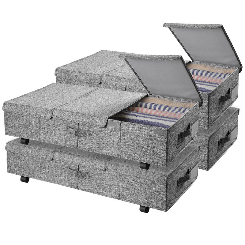 Under Bed Storage With Wheels 2 Pack， Lids Rolling And Handles