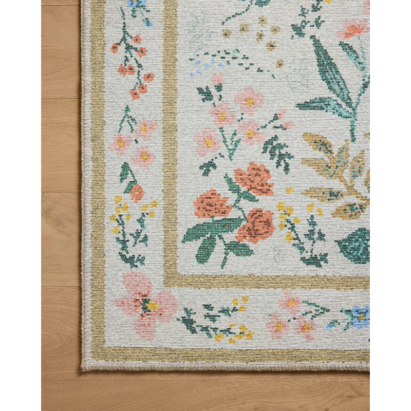 Tapis crème Rifle Paper Co. x Loloi Wildwood, Crème, Tapis de couloir 2 pi 6 po x 7 pi 6 po
