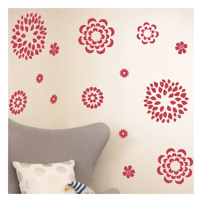 Adhésif décoratif motif floral, H 38 po x l 48 po x P 0,01 po, Rouge Dahlia