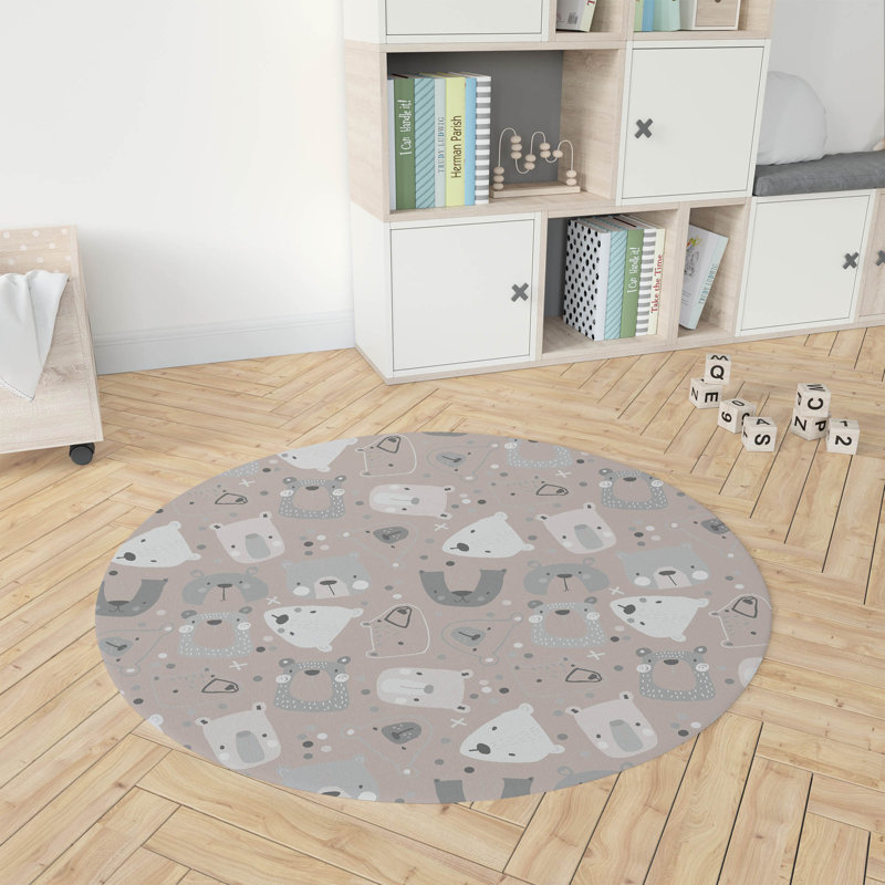 Bear Face Kids Play Mat, Round 5'