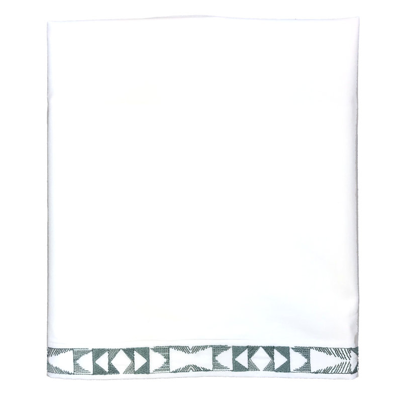 Commune Percale Geometric Flat Sheet, King, Kale
