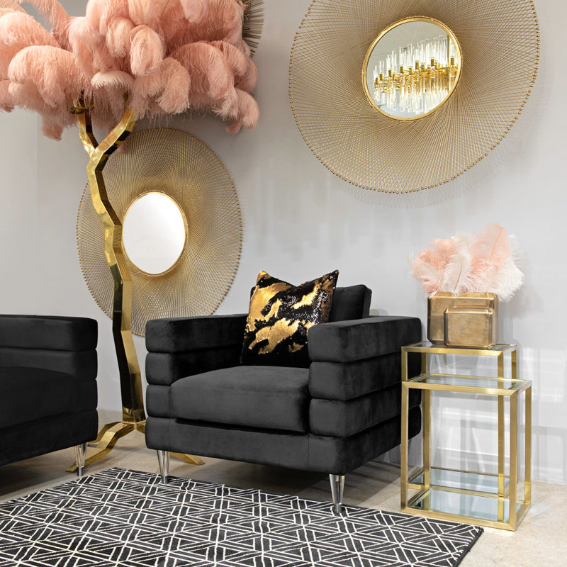 Amalie Glass Top End Table Set, Gold