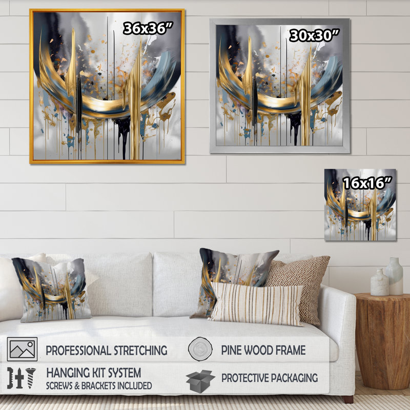 Shapes And Lines Abstract Marble III - Art mural abstrait en marbre, H 24 po x l 24 po x P 1 po, Toile tendue