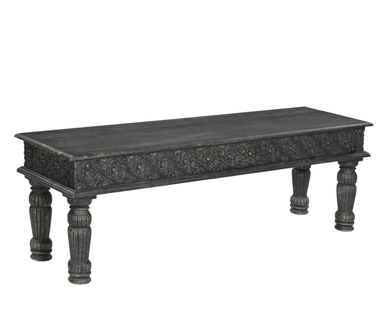 Banc de salle à manger en bois massif patiné noir 58 pouces Gracie Mills